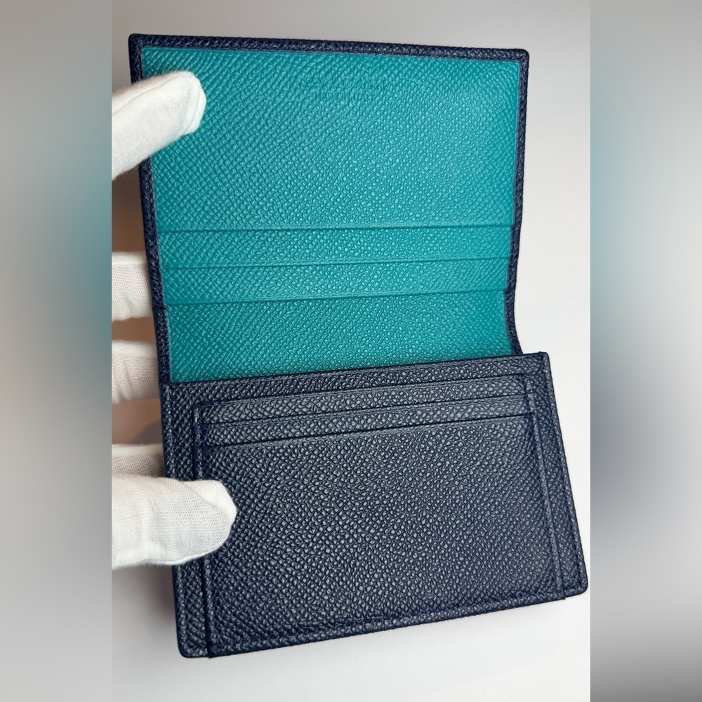 Bulgari BVLGARI Men's Denim Sapphire Grained Calf Leather Card Case Wallet NEW - Picture 9 of 13